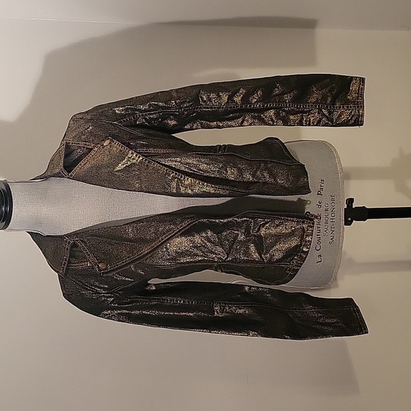 Rock & Republic Women's Foil Denim Motorcycle Jacket, Size: S - Picture 10 of 10